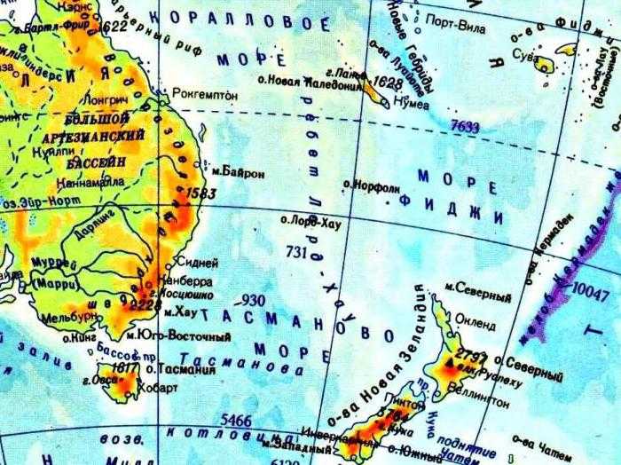 Узнай где находится Тасманово море на карте Австралии (С описанием и фотографиями) Тасманово море со спутника