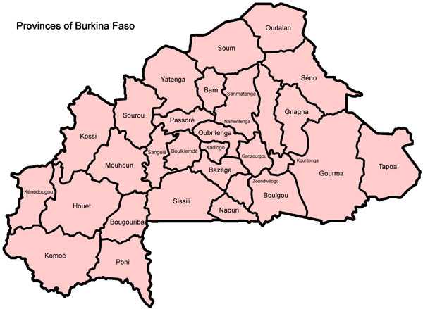 Подробная карта буркино-фасо
