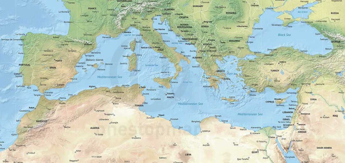 Подробные карты средиземного моря