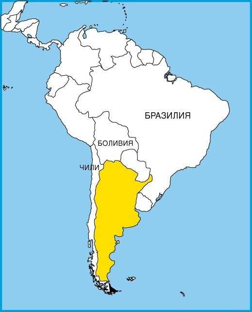 Расположение аргентины на карте мира:граница и площадь страны