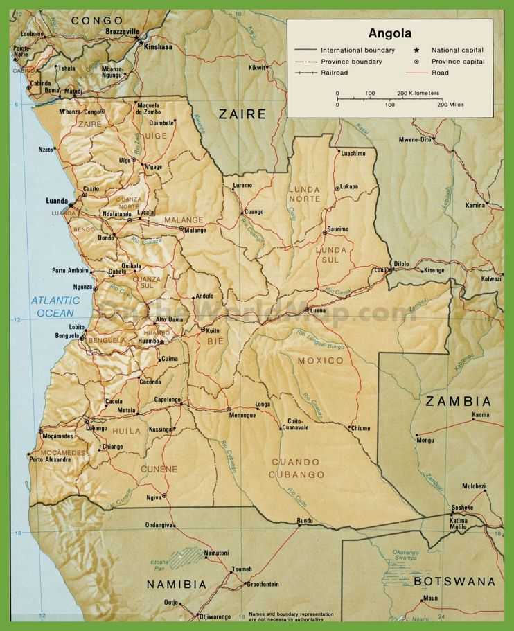 Подробная карта Луанды на русском языке с отмеченными достопримечательностями города Луанда со спутника