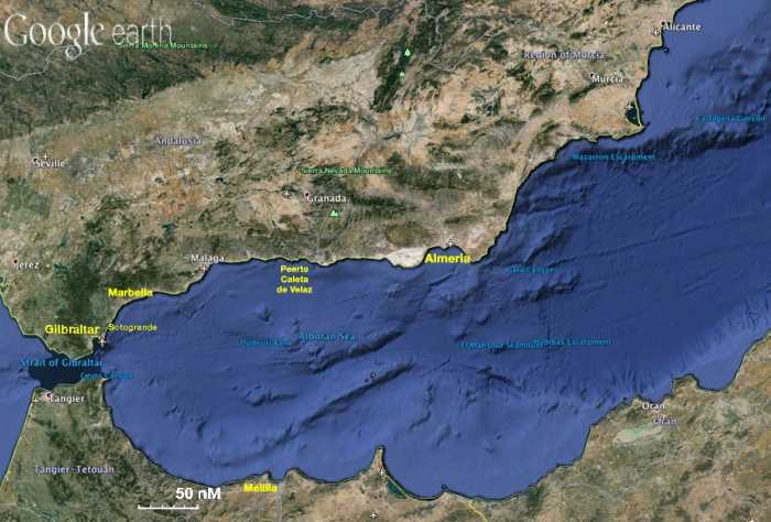 Море Альборан — самое западное море в составе Средиземного моря Оно расположено непосредственно перед Гибралтарским проливом и достигает в длину около 400 км
