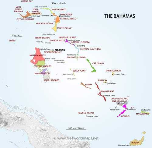 Багамы на карте