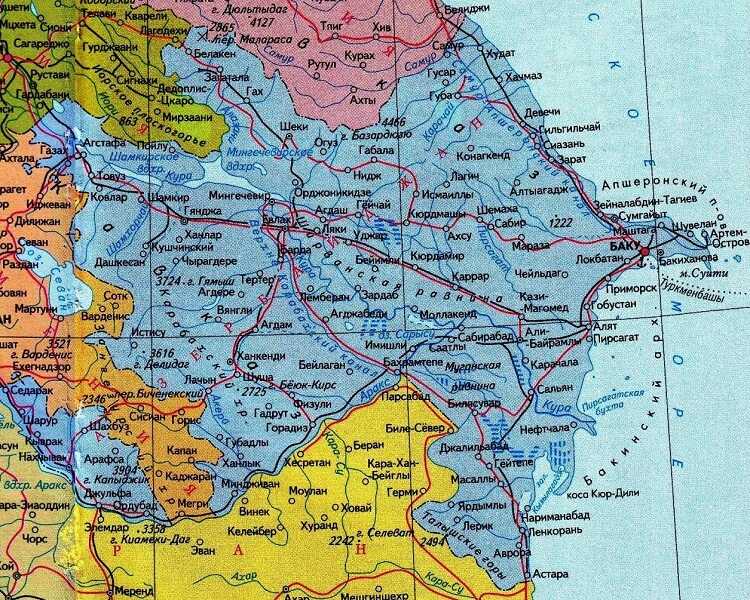 Карты азербайджана. подробная карта азербайджана на русском языке с курортами и отелями