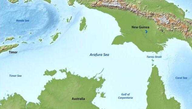 Узнай где находится Арафурское море на карте Австралии (С описанием и фотографиями) Арафурское море со спутника