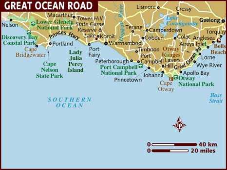 Узнай где находится Великая океанская дорога на карте Австралии (С описанием и фотографиями) Великая океанская дорога со спутника