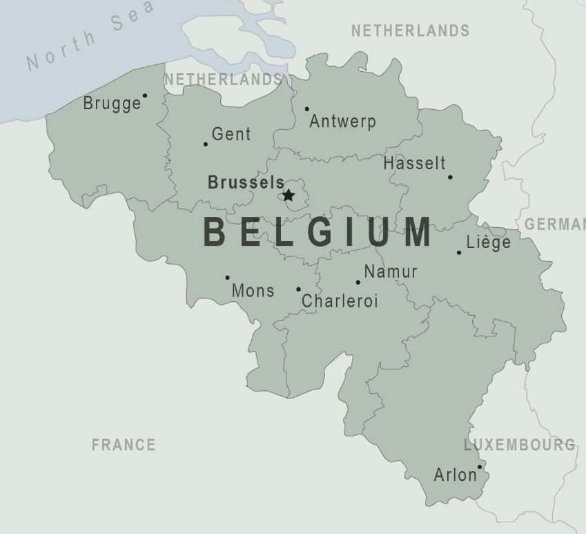 Где находится бельгия - на карте мира, на политической карте.