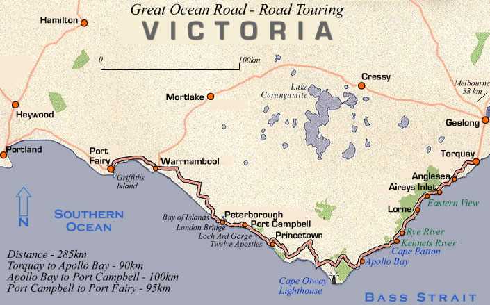 Узнай где находится Великая океанская дорога на карте Австралии (С описанием и фотографиями) Великая океанская дорога со спутника