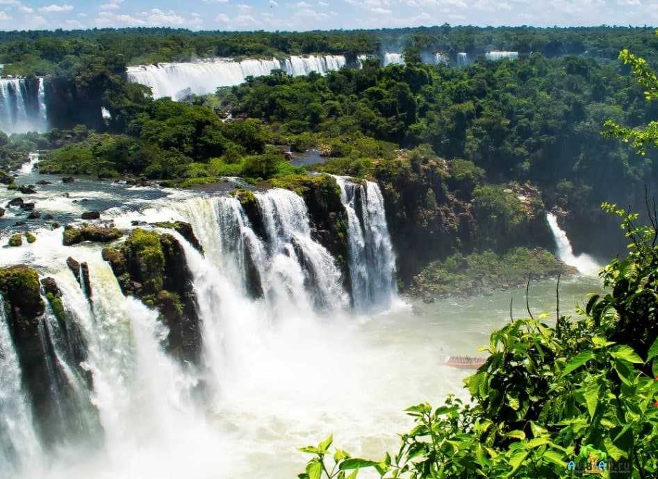 Комплекс водопадов из реки игуасу в бразилии
