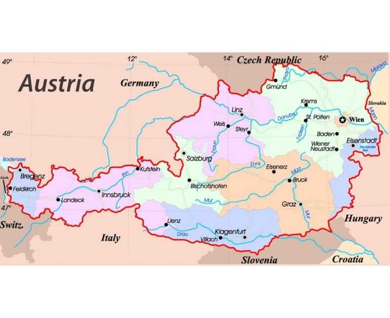 Где находится австрия — на карте мира, на политической карте