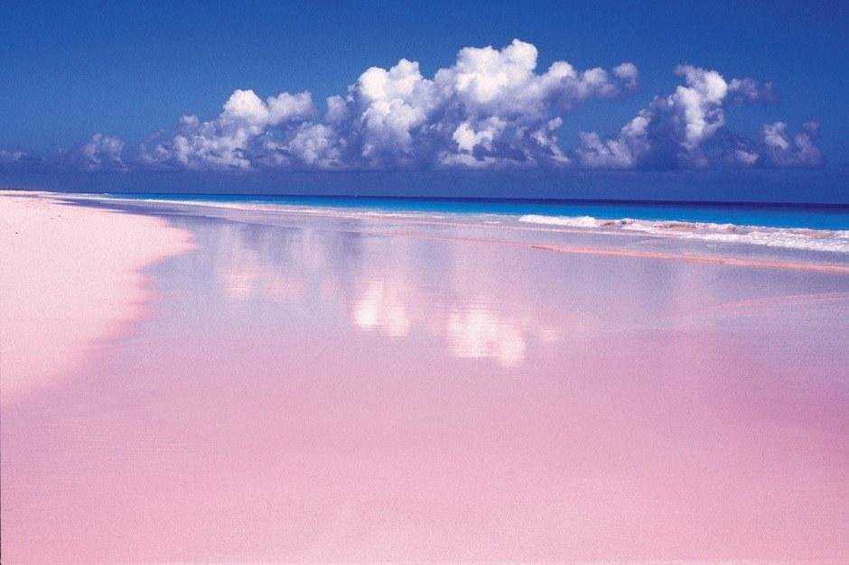 Розовые пляжи острова харбор. багамы