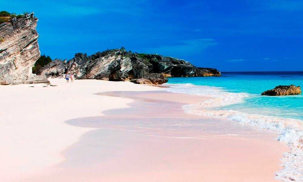 Розовые пляжи острова харбор. багамы