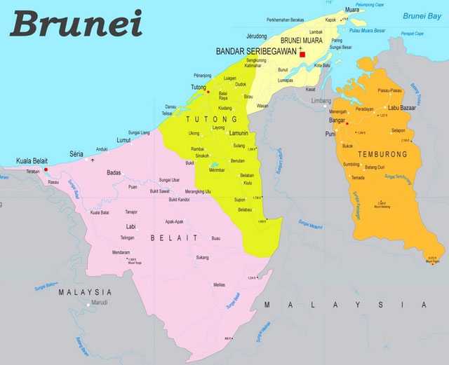 Бруней — султанат в Юго-Восточной Азии, на части побережья острова Калимантан. Граничит с Малайзией, на севере омывается Южно–Китайским морем. Столица — Бандар-Сери-Бегаван. Некогда Бруней представлял собой могущественное феодальное государство, занимавше
