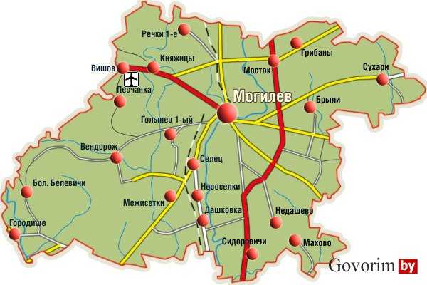 Подробная карта могилёвской области с районами и деревнями. спутниковая карта могилёвской области беларуси - белкрай
