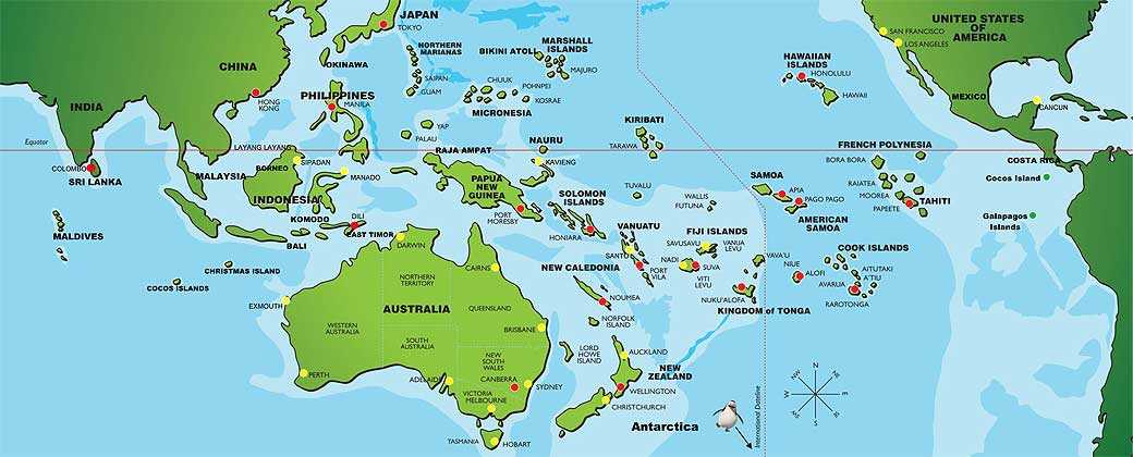 Подробная карта Американского Самоа с отмеченными городами и достопримечательностями страны Географическая карта Американское Самоа со спутника