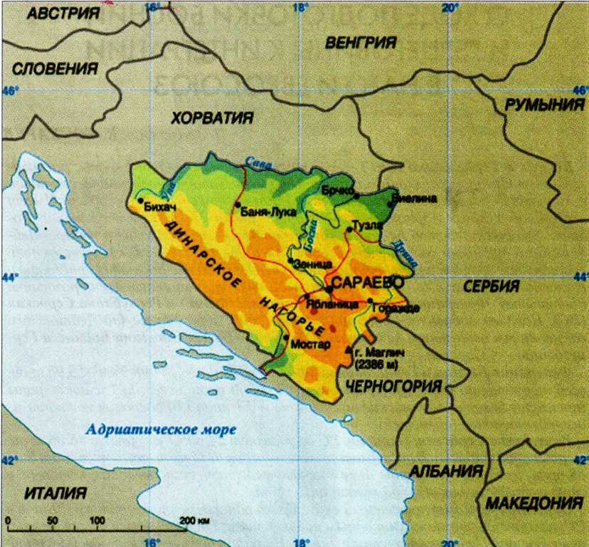 Карта боснии и герцеговины