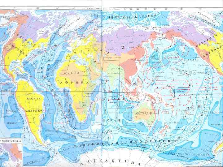 Geo. моря и океаны - полный список с указанием площади, глубины, карта.
