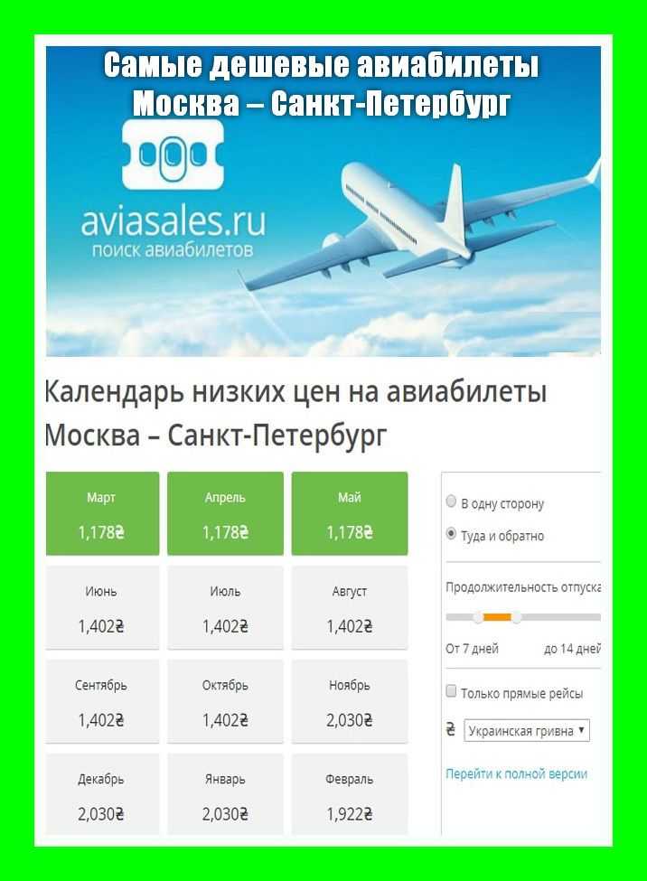 стоимость авиабилетов из москвы в санкт петербург