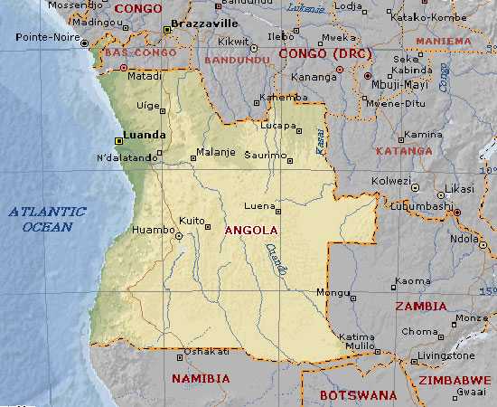 Где находится государство ангола на политической карте мира? сафари-занзибари