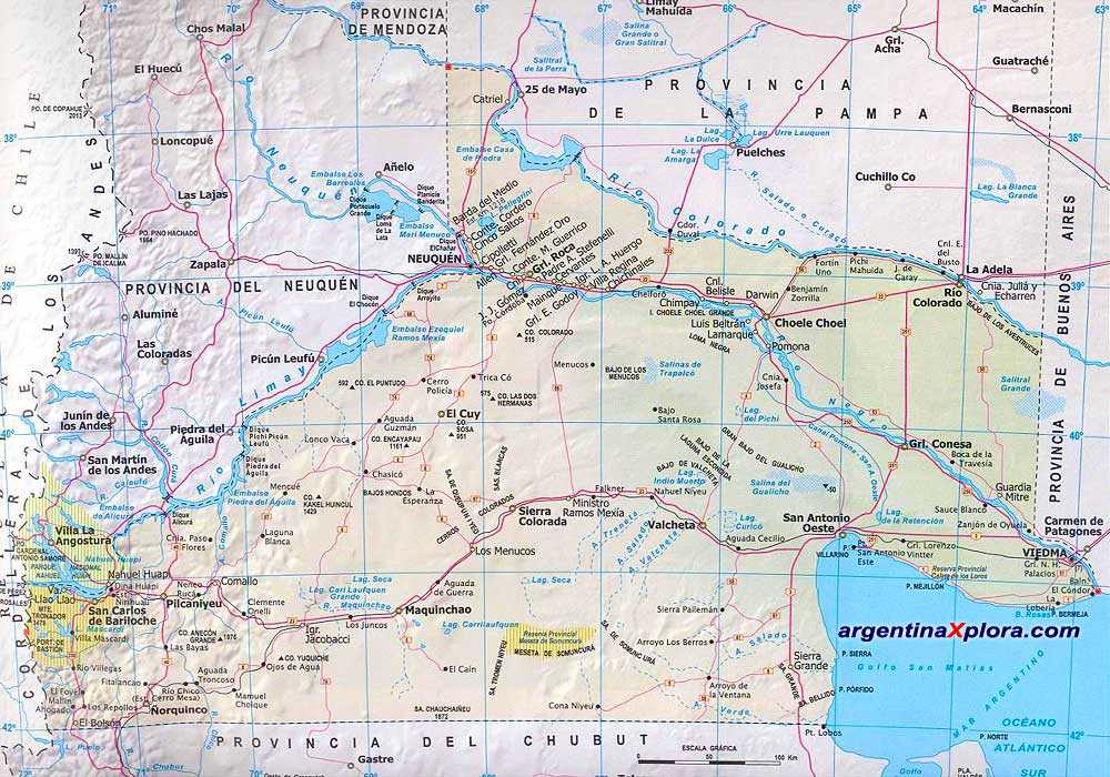 Подробная карта Неукена на русском языке с отмеченными достопримечательностями города Неукен со спутника