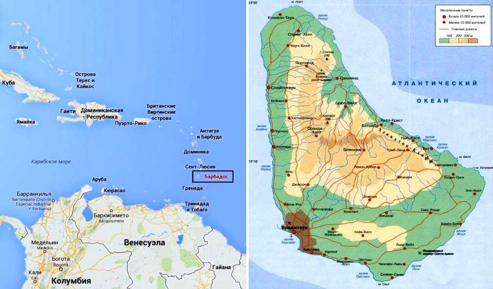 Барбадос: где находится на карте мира, экономика и индустрия. барбадос — карта