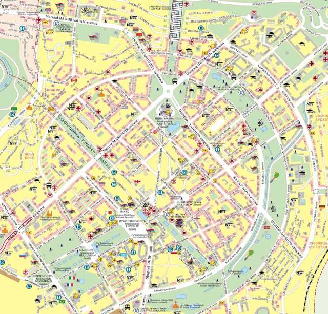 Карты еревана (армения). подробная карта еревана на русском языке с отелями и достопримечательностями
