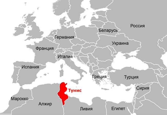 Карта туниса на русском языке с курортами, где находится