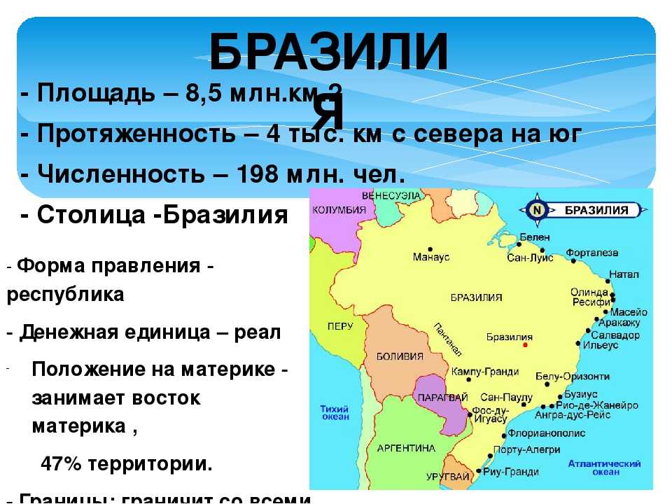 Карта бразилии на русском языке