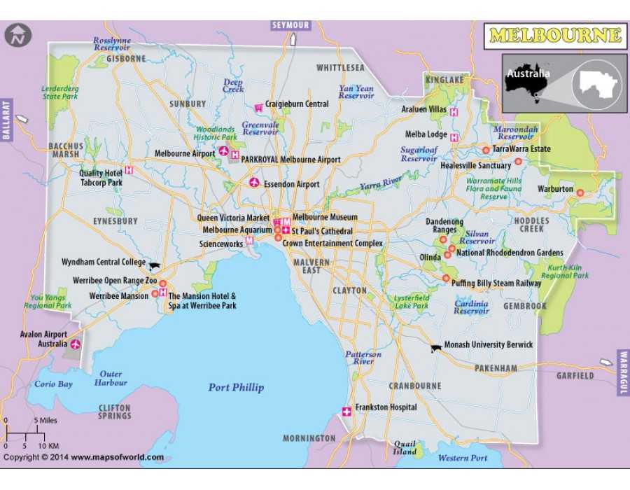 Карты мельбурна (австралия). подробная карта мельбурна на русском языке с отелями и достопримечательностями