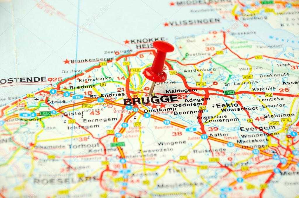 Карта брюгге, бельгия