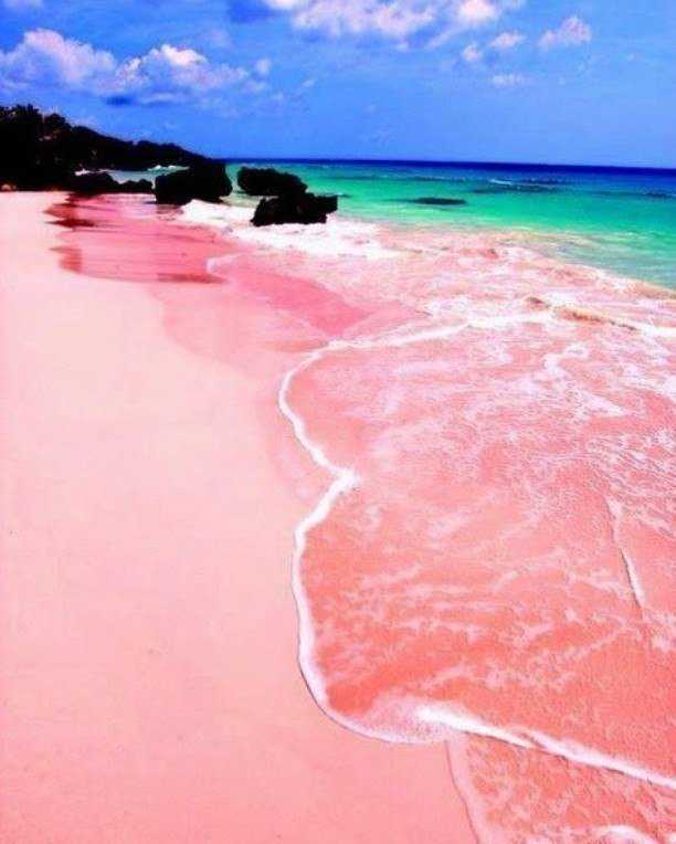 Розовый пляж на багамских островах и другие пляжи на карте багам