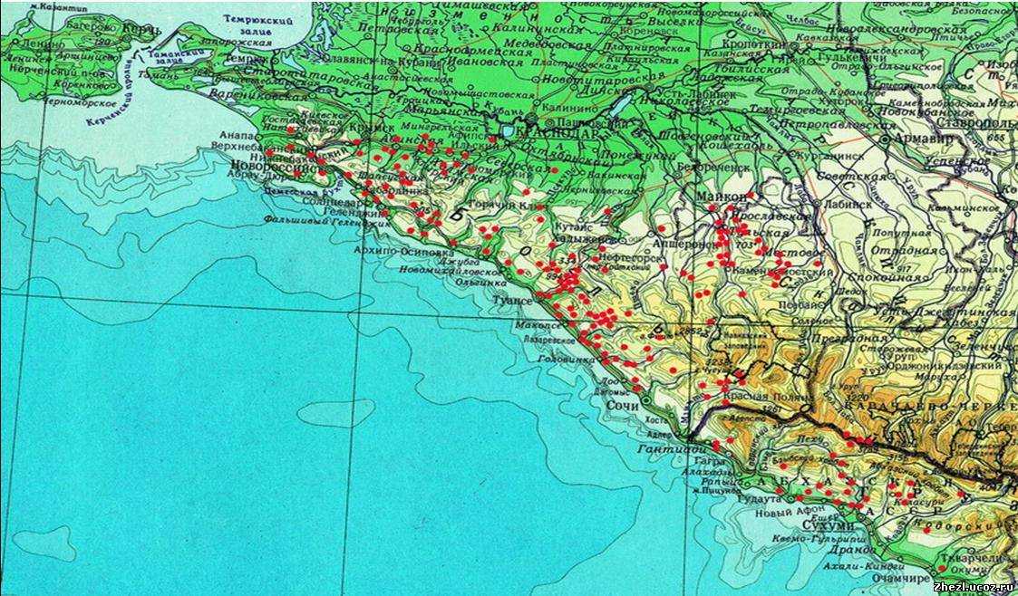 Карта побережья черного моря для отдыха