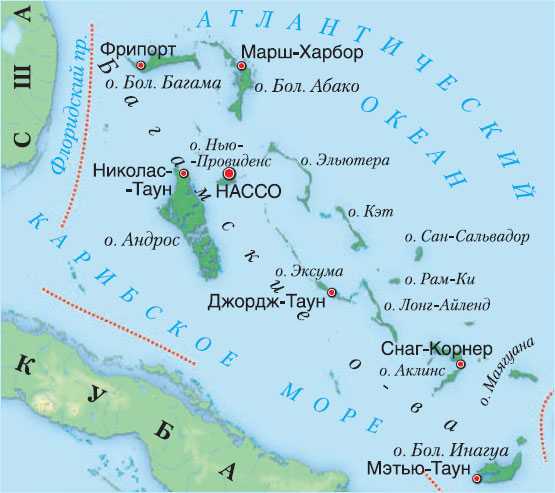 Багамы на карте