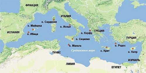 Средиземное море: глубина, какие страны омывает, где находится • вся планета