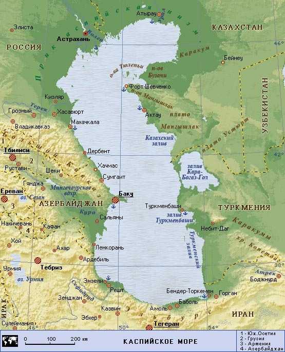 Каспийское море — самое большое на земле бессточное озеро.